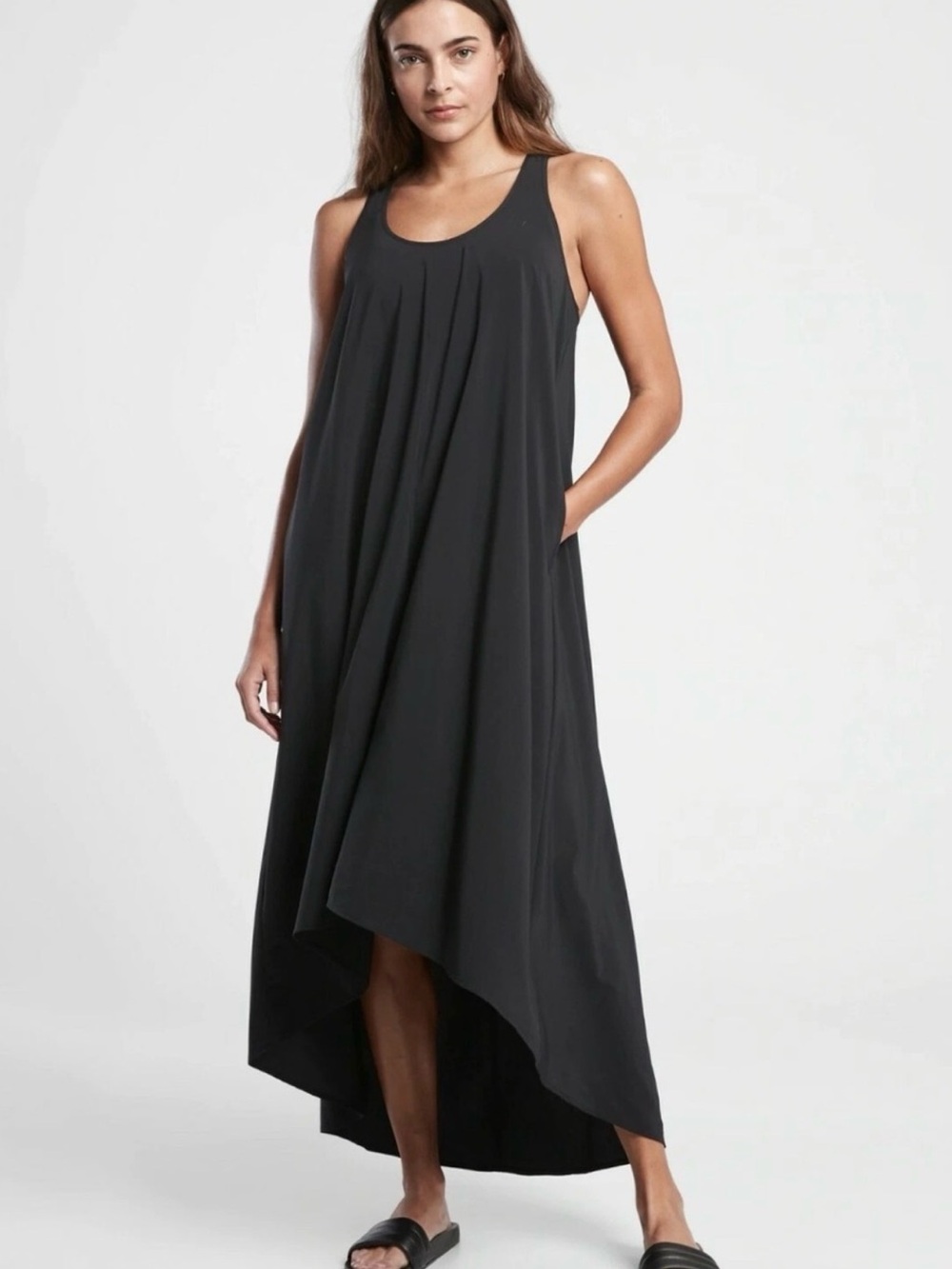 Athleta Presidio Black Maxi Dress Racerback Travel Size Small